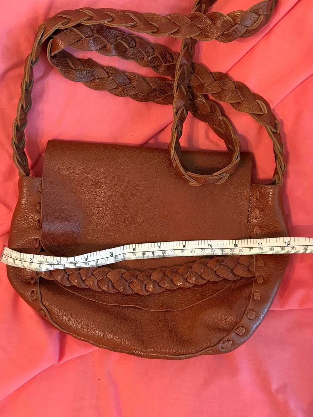 Braided Flap Crossbody Bag in Brown Leather